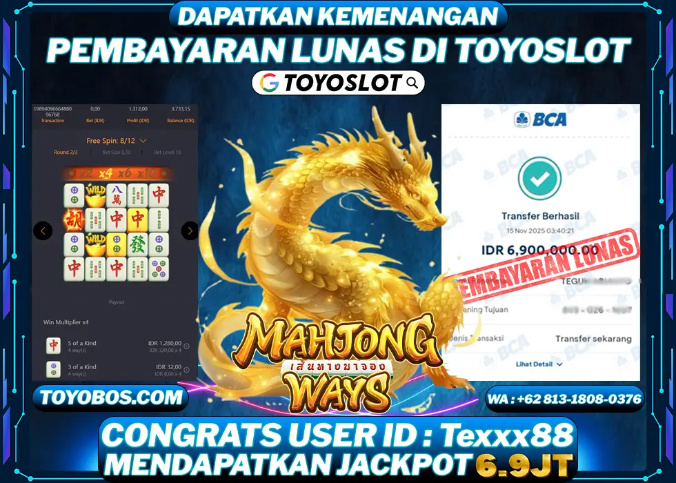 BUKTI KEMENANGAN Mahjong Ways Rp6,900,000- LUNAS